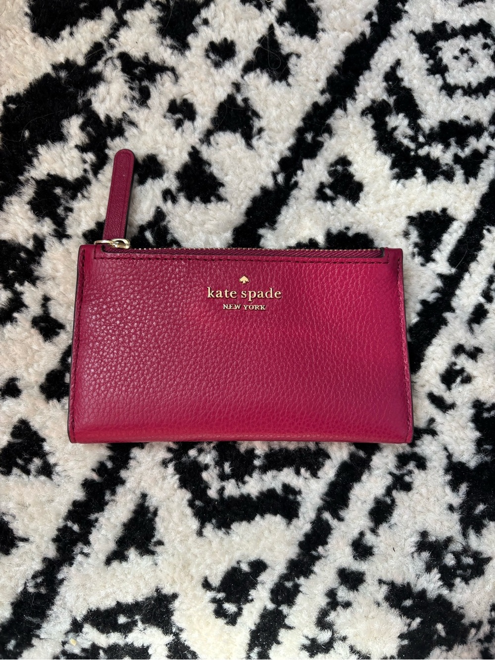 kate spade Berry Pink Pebbled Leather Zip Wallet